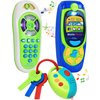 Click N' Play Pretend Play Cell Phone TV Remote & Car Key Accessory Playset for Kids with Lights Music & Sounds (Set of 3)