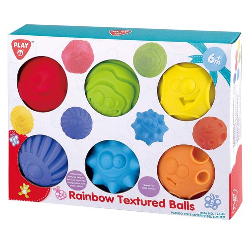 PLAY Sensory Balls for Baby Great Variety in Rainbow Texture and Color Kids Bath Toys 6 Colorful Soft and Squeeze Sensory Balls Set for Babies & Toddlers - Kids BPA Free Water Toy