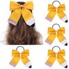 Whaline 4 Count 4Pcs Back to School Hair Bows Glitter Pink Yellow Pencil Cheer Hair Bows with Ponytail Holder Cheerleading Dance Practice Hair Accessories for Teens Toddler, 4.7 Inch