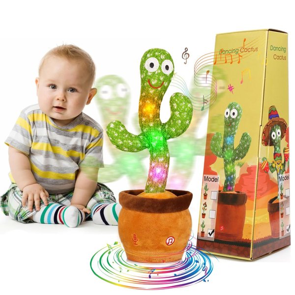 Plush Puppets Dancing Cactus Talking Cactus Baby Toys 6 to 12 Months Toys Wriggle Singing Cactus Repeats What You Say Baby Boy Toys, Plush Electric Speaking Cactus 15 Second Voice Recorder Baby Toy