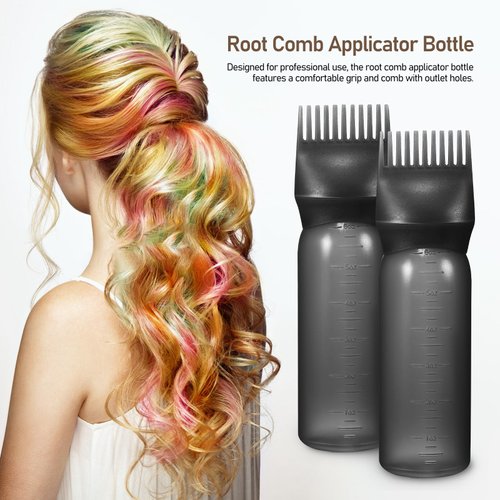 Healeved 2pcs Oil Comb Root Comb Applicator Bottles Hair Oil Applicator for Scalp Hair Dying Brush Squeeze Bottles Portable Hair Dye Applicator