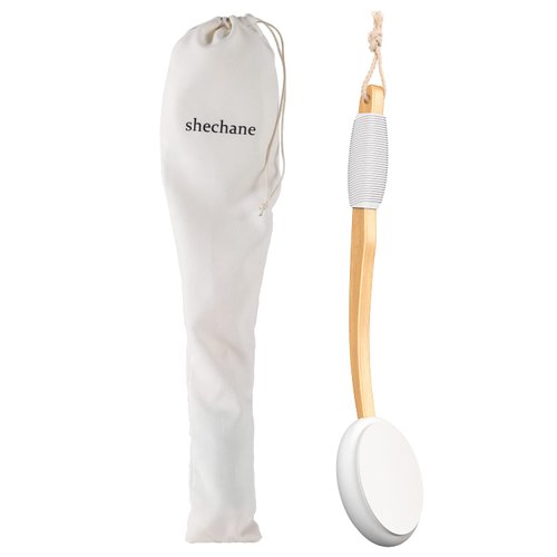Shechane Lotion Applicator for Back, 17-inch Lotion Brush & Sunscreen Applicator, Easy Back Body Applicator for Self-Tanning, Skin Cream, Acne, Elderly Aid. (Grey-Fabric Bag Package)