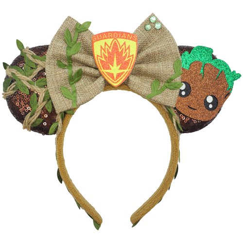 ZHENNAN Mouse Ears Headbands for Women, Groot Bows Ears Headbands for Men, Groot Costume Cartoon Themed Events Birthday Party Decorations Hair Accessoires Handwoven Decorative Fack Vine