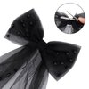 Bachelorette Party Favors Pearl Black Hair Bow Veil Bridal Hair Clip, Pearl Black Hair Bow Bride to Be Bridal Shower Gifts Bridesmaid Favors Bridal Hair Accessories