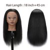 Armmu Mannequin Head with 100% Real Hair, 18" Hairdresser Cosmetology Mannequin Manikin Training Practice Doll Head with Free Clamp and 9 Tools for Hairstyling - Black