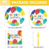 DECORLIFE Birthday Plates and Napkins Party Supplies Serves 24, Birthday Party Supplies for Kids Adults Girls Boys, Rainbow Confetti Balloons Party, Total 96PCS