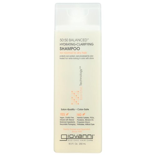 Giovanni 50:50 Balanced Hydrating-Clarifying Shampoo with Aloe Vera, Sunflower, Mallow, Lavender, Rosemary, Clary, Thyme, Coltsfoot and Nettle, 8.5 fl. oz. (Pack of 2)