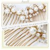 Asooll Gold Wedding Pearl Hair Comb Bride Crystal Headpiece Bridal Rhinestone Hair Clip Hair Accessories for Women and Girls (Set of 2) (A-Gold)
