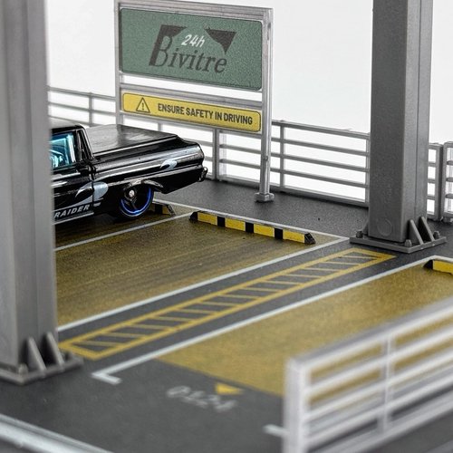 Hot Diecast Wheels Display Case - 1/64 Scale Die-cast Model Car Organizer, Hot Diecast Wheels Parking Garage Dioramas with 15 Parking Spaces (Horizontal Railing)