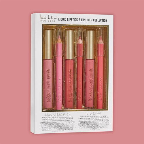 Nicole Miller Liquid Lipstick & Liner Collection | 6 Piece Set | 3 Liquid Lipsticks & 3 Lip Liners in Various Shades for Stunning, Long-lasting