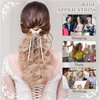 Tyqour 2pcs Lace Hair Bows Clips with Long Tail for Women Girls White Lace Bows for Hair Cute Lace Hair Ribbon Bow Bowknots Tassel Hair Barrettes Gifts for Baby Toddlers Teens Kids