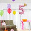 Pink 5 Balloon 40 Inch,Giant Number Balloon Mini Crown Balloon Set for Girl 5th Birthday Party Decorations,Five Years Old Birthday Pink Party Theme Decorations,Pink Foil Mylar Birthday Digital Balloon