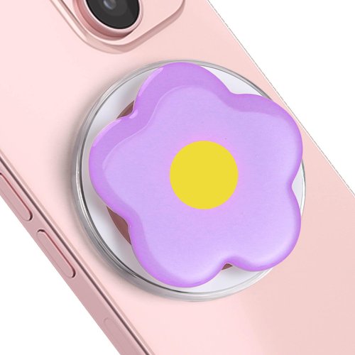 LOLLWIDY Phone Grip Compatible with MagSafe, Detachable Solid Color Flower Phone Grip Holder Collapsible, Compatible with Kindle, Smartphone Tablet Cell Phone Accessory (Magnetic Type, Purple)