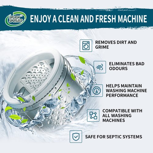 SPLASH SPOTLESS Washing Machine Cleaner Deep Cleaning for HE Top Load Washers and Front Load, 24 Tablets.