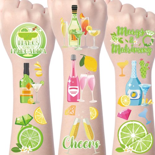 Yoyuspy Margarita Temporary Tattoos Stickers - 200+ Margs and Matrimony Bachelorette Tattoos Cocktail Cheers Party Temporary Tattoos Summer Margarita Party Favors Supplies Decor Bachelorette Tattoos