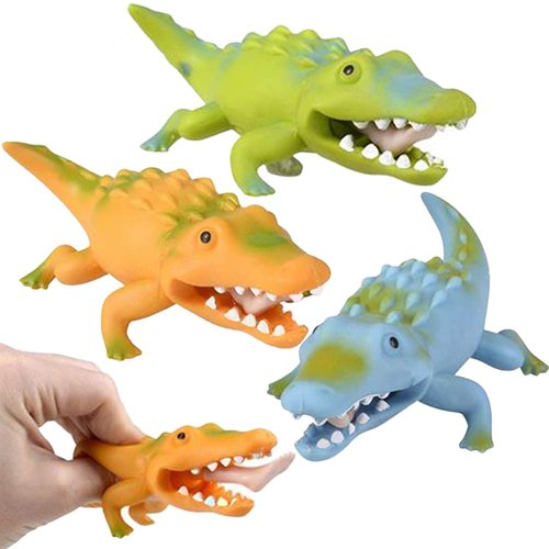 ArtCreativity Pop-Out Tongue Crocodile Squeeze Toys for Kids, Set of 3, Squeezy Animal Toys, Stress Relief Sensory Toys for Boys and Girls, Fun Zoo and Safari Birthday Party Favors, 3 Colors