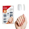 KISS Full-Cover Nails, Press On Nails, Nail glue included, 'Short Square', Clear, Short Size, Squoval Shape, Includes 100 Nails, 3g Glue