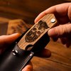 Beard Comb for Men - Pocket Folding Combs for Mustache & Hair Travel Natural Wooden Comb with Skull Engraving - Perfect for Use w/Beard Balm Oil