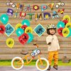 Bike Birthday Party Decorations, Including Banner, Cake Toppers, Balloons, Hanging Signs Bicycle Sports Theme Birthday Party Supplies for Kids and Bicycle Fans (A)