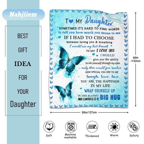to My Daughter Gift Blanket, Daughter Birthday Gifts from Mom Dad, Gift for Daughter Graduation Wedding Valentines Day Soft Throw Blanket 50"x 60"