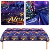 YVAINE 3 Pieces Happy New Year Tablecloths 54x87 Inch New Years Eve Party Table Cover Happy New Year Decorations Plastic Tablecover 2025 New Years Eve Party Supplies