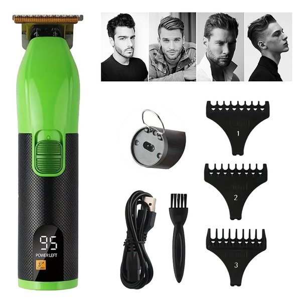 Hair Clippers for Men, Professional Beard Trimmer, Cordless Razors, Wireless Head Shaver, Hair Cutting Kit, Self Beard Care Set, Green Barber Accessories