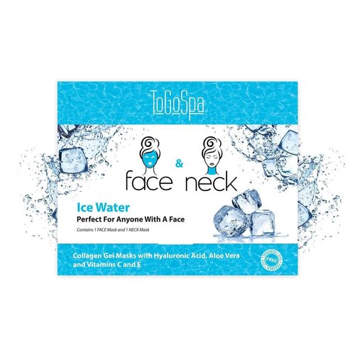 ToGoSpa FACE & NECK | Premium Clean Collagen Gel Mask with Hyaluronic Acid, Aloe Vera, Vitamins C & E (Ice Water)