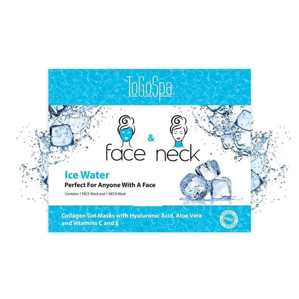 ToGoSpa FACE & NECK | Premium Clean Collagen Gel Mask with Hyaluronic Acid, Aloe Vera, Vitamins C & E (Ice Water)