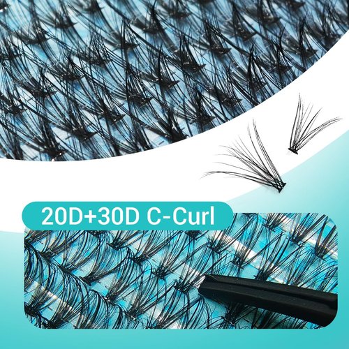 Lash Clusters DIY Eyelash Extension 320PCS, 0.07 C Curl 9-16MIX 20D 30D Wispy Fluffy Cluster Lashes Extension, Individual DIY Single Lashes Cluster Extensions for Eyelash Extensions Beginners