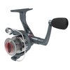 Quantum Optix Spinning Fishing Reel, Size 40 Reel, Changeable Right- or Left-Hand Retrieve, Aluminum Spool, Stainless Steel Bail Wire, Continuous Anti-Reverse, 5.2:1 Gear Ratio, Silver, Clam Packaging
