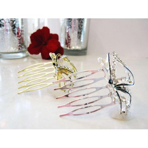 Crystal hair comb barrette clip bridal clip bridal barrette (Primary color: Gold)