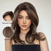HAIRCUBE Brown Wigs for Women Light Brown Highlights Blonde Wig Natural Shoulder Length Layered Synthetic Wig for Daily Use