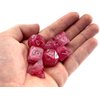 Chessex Polyhedral 7-Die Ghostly Glow Dice Set - Pink with Silver Numbers