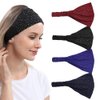 DINPREY Rhinestone Dots Headband Wide Bandana Headbands Workout Hair bands Womens Yoga Bandana Head Wrap Solid Diamond Headband Twisted Hair Band Makeup Headband (4 Pcs Rhinestone)