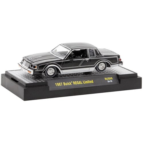 1987 Regal Limited Lowrider Black with Silver Graphics Lowriders Limited Edition to 5500 pieces Worldwide 1/64 Diecast Model Car by M2 31500-MJS