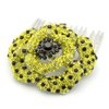 Medium Decorative Hair Comb Rhinestone Crystal Rose Bridal Hair Comb, Yellow