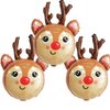 HADCKJA Reindeer Balloons Christmas Balloons Reindeer Head Foil Balloons for Christmas-Themed Party Birthday Party Supplies Decorations Party Decorations Balloons Party Sets-3pcs