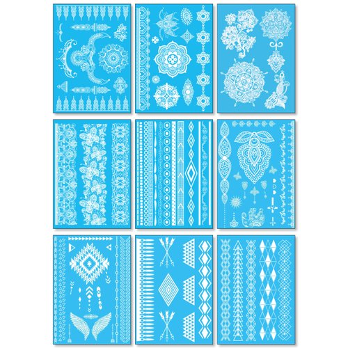 White Lace Temporary Tattoos for Women Teens Girls - 9 Sheets White Lace Fake Stickers - Bride We...