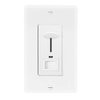 Maxxima Dimmer Electrical Light Switch - Featuring Blue Indicator Light, LED Compatible, 3-Way/Single Pole Use, 600 Watt Max, Dimmable Lamp and Lighting Control, Wall Plate Included - White