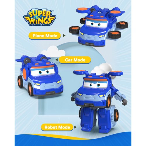 Super Wings - 5" Transforming Leo Airplane Toys Action Figure | Airplane to Robot | Season 5 New Character | Fun Toy Plane for 3 4 5 Years Old Boys and Girls | Preschool Birthday Gift for Kids , Blue