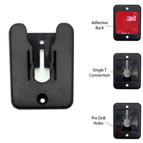 LycoGear Universal Ham CB Radio Microphone Mic Hanger Holder Mount with Adhesive Back, Pre Drill Holes & Single T Tab Connection, KLP-X2