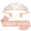 Rose Gold 75th Birthday Sash and Tiara for Women, Happy 75th Birthday Gifts for Women, 75th Birthday Sash and Crown Set, 75th Birthday, Womens 75th Birthday Gifts