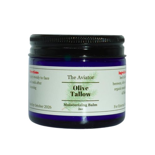 AVIATOR OLIVE TALLOW BALM. 100% Grass-Fed Beef Tallow & Organic Olive Oil – Natural Face Moisturizer for Sensitive Skin. Beef Tallow Balm for Skin Care, 2oz.