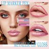 Wugbc Lip Liner and Lipstick Combo, Metallic Lipstick for Women Long Lasting Shimmer Lip Stick Liner Pencil Pack Glitter Non Stick Cup Pink Lip Color Makeup Moisturizing No Transfer Diamonds Shinning