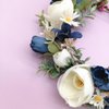 June Bloomy Flower Girl Wedding Headpiece Bridal Flower Crown Spring Wreath BOHO Garland Halo(Royal Blue White)