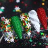 Christmas Nail Art Glitters Sequins, LPOODDNU Winter Nail Art Decorations Flakes 3D White Snowflake Nail Decals Green Red Nail Art Designs Holographic Christmas Winter Glitters for Nails Decorations