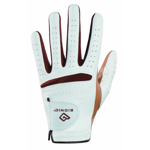 Bionic Women's RelaxGrip Right Hand Golf Glove, White/Caramel, Small