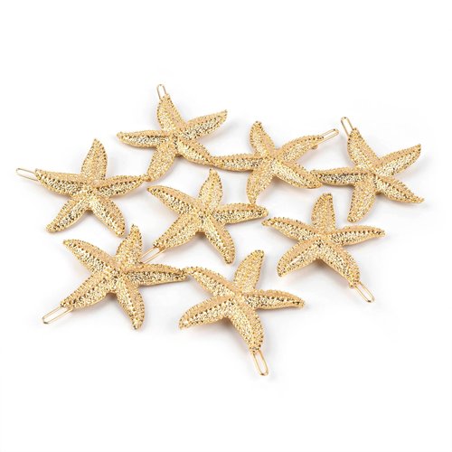 Framendino, 8 Pack Starfish Hair Clips Sea Star Hairpin Mermaid Hair Accessories for Women Gold