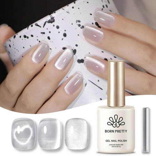 Born Pretty Magnetic Gel Nail Polish Moonlight Cat Magnetic Eye Gel Nail Polish White Auroras Cat...