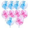 Vctitil 10 Pcs 24 inch Balloons 4D Bear Double Bubble Balloons Blue Pink Foil Balloons for Baby Shower,Gender Reveal,Kids Birthday Party Supplies
